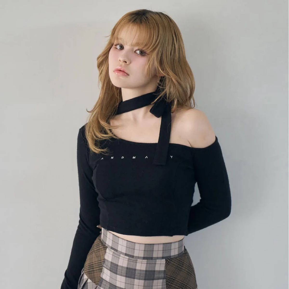 andmary Nana ribbon oneshoulder tops black アンドマリー andmary Nana ribbon oneshoulder tops black アンドマリー