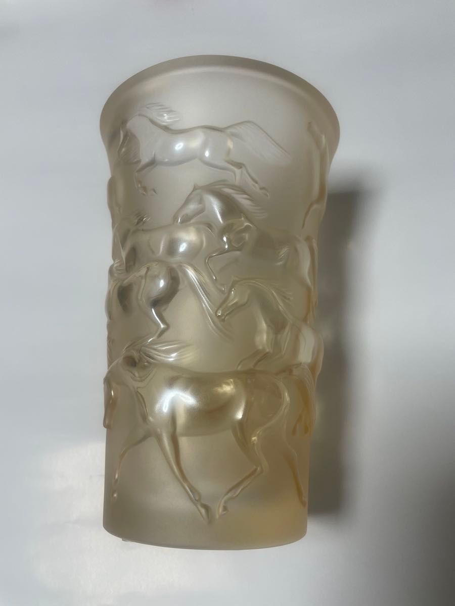 LALIQUE ラリック ムスタング ベース 花瓶 ゴールドラスター