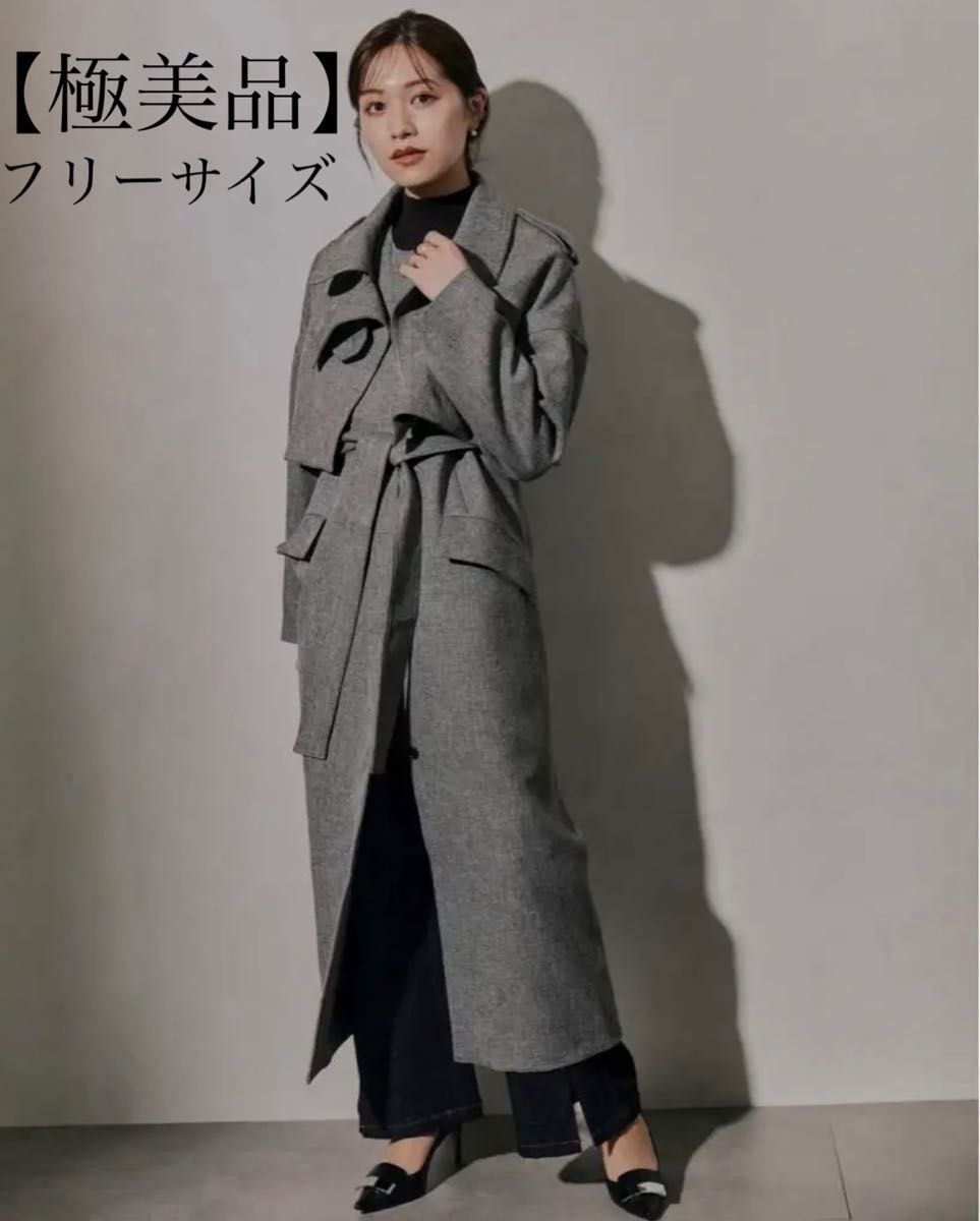 極美品】L'Or ロル 3way trench coat トレンチコート グレー 極美品】L'Or ロル 3way trench coat トレンチコート グレー