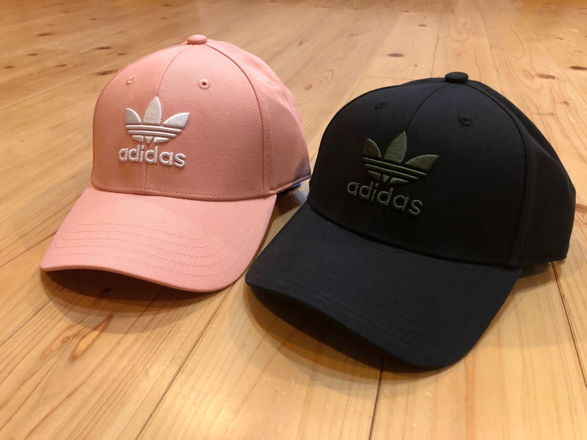 adidas アディダス　トレフォイル　キャップ　帽子　ピンク　ブラック　黒