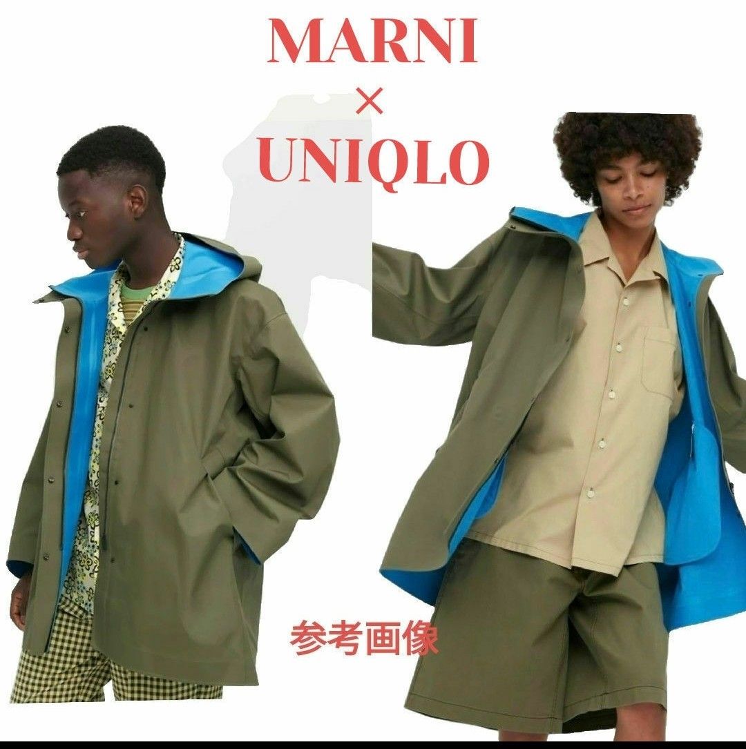 UNIQLO×MARNI ブロックテックハーフコート XXL オリーブ/水色 UNIQLO×MARNI ブロックテックハーフコート XXL オリーブ/水色