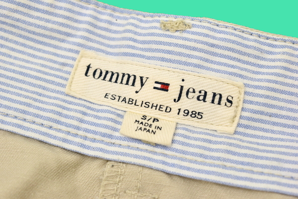 M644★送料無料★tommy jeans ESTABLISHED 1985 トミージーンズ★日本製 ベージュ ツイル生地 ペンキ加工 ミニスカート S/P_画像5