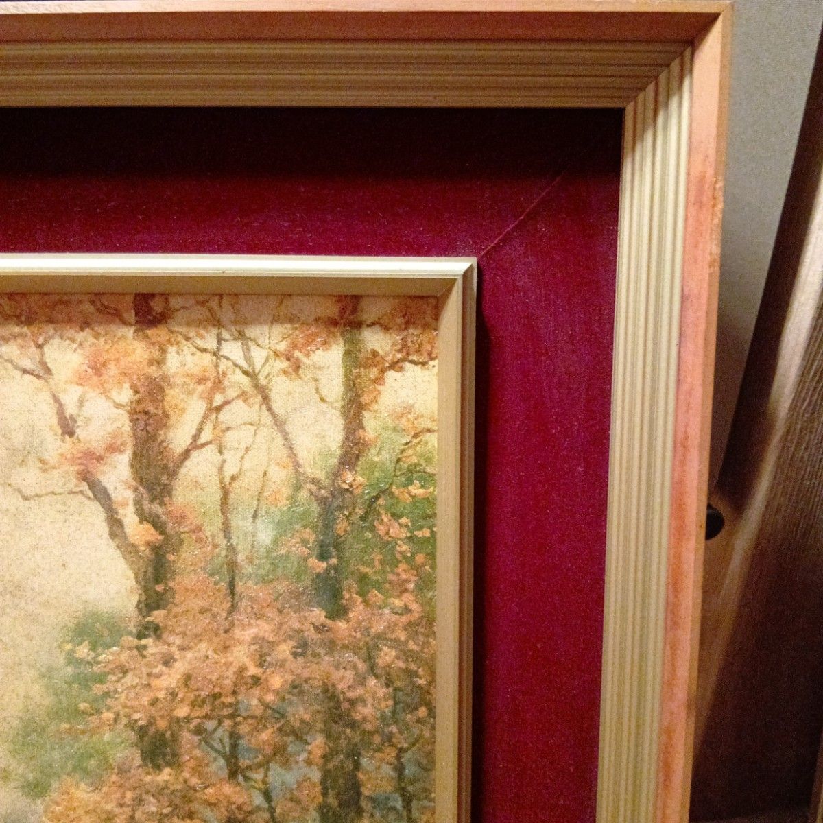 画題 秋景色 ロバートウッド作 複製画 ビンテージ 油絵 風景画 画題 秋景色 ロバートウッド作 複製画 ビンテージ 油絵 風景画