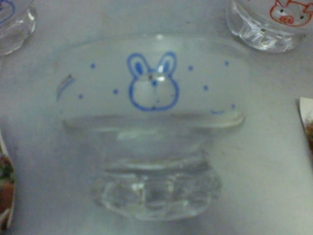 ■未使用 保管品 非売品  ■神戸屋 『デザートグラス』ガラス容器 全４個（ウサギ３個コブタ1個）の画像5
