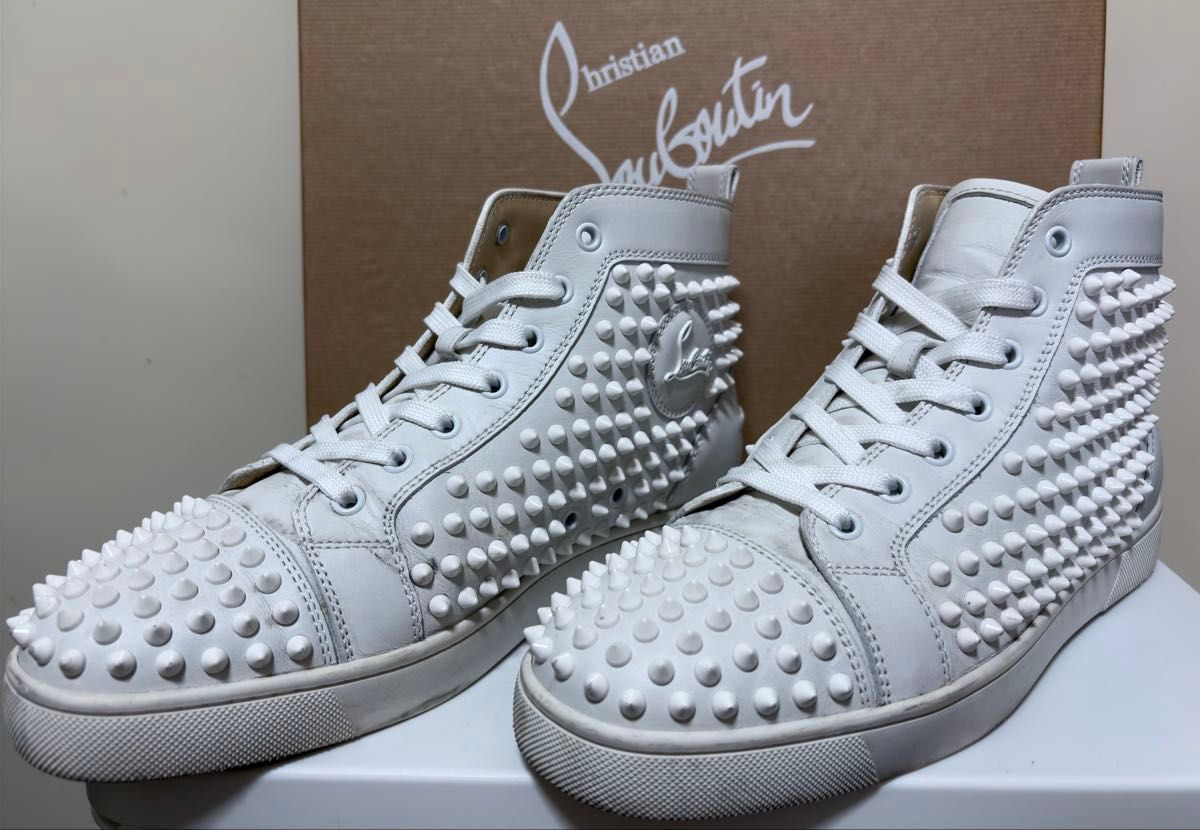 関税送料込【Christian Louboutin】ハイトップスニーカー☆白 大阪阪急 正規店購入品 クリスチャンルブタン ハイカット