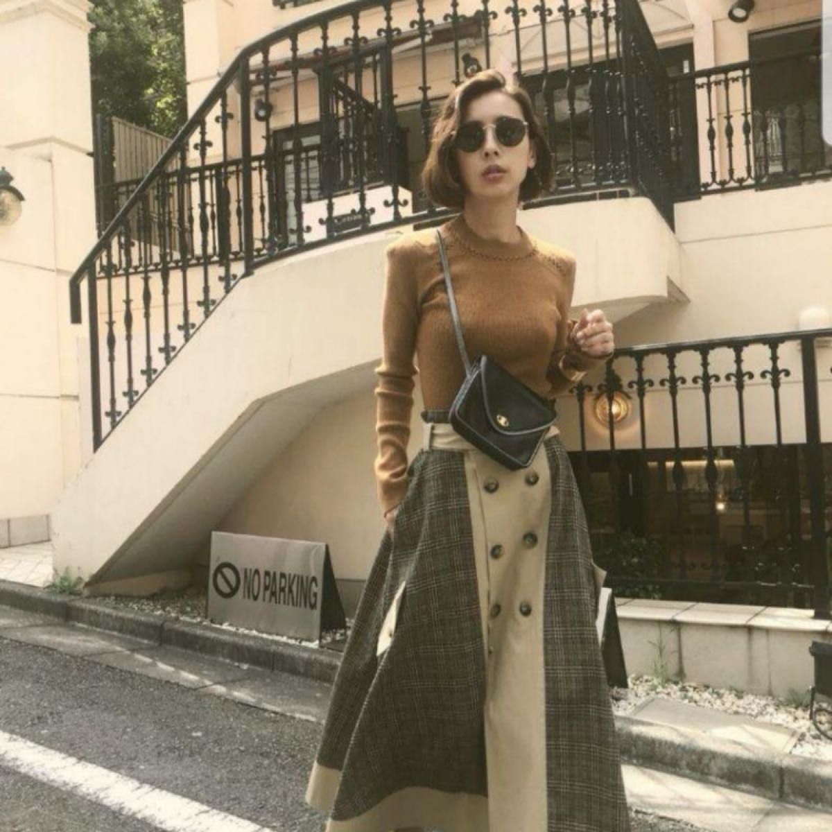 有村架純着用】AMERI アメリ チェックトレンチスカート ベージュ 有村架純着用】AMERI アメリ チェックトレンチスカート ベージュ