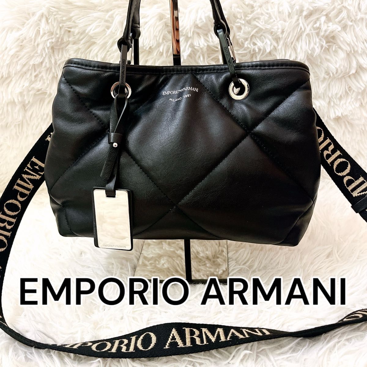 極美品】アルマーニ 2way ショルダーバッグ キルティング レザー 極美品】アルマーニ 2way ショルダーバッグ キルティング レザー