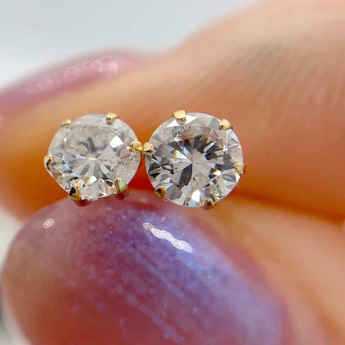 k18 天然ダイヤモンド total 0.756ct ピアス