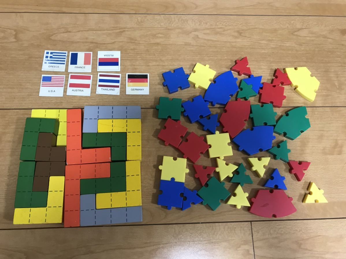 木製ブロック 立体パズル 国旗磁石　知育玩具セット_画像1
