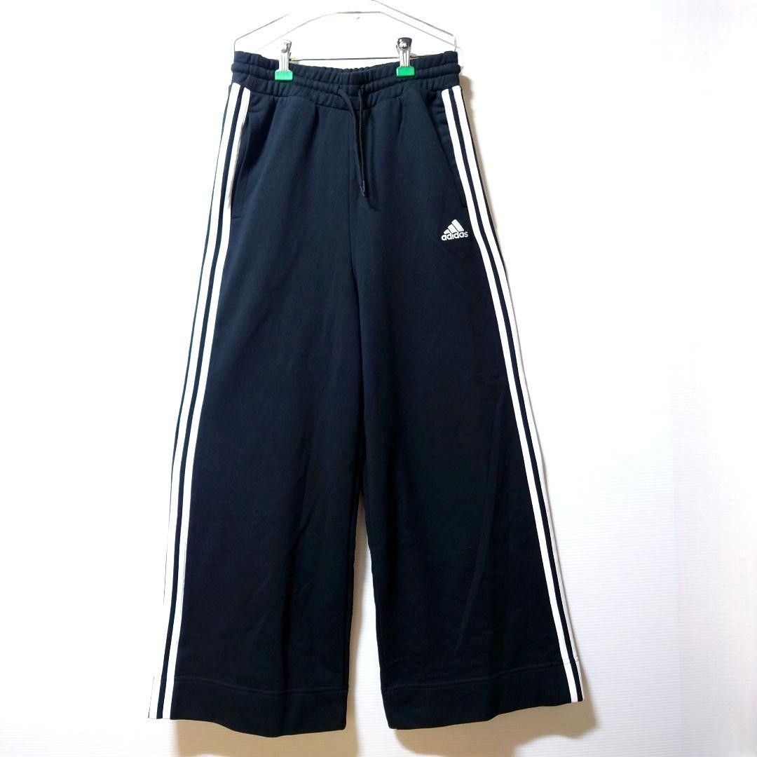 新品 adidas 黒 L ワイドレッグトラックパンツ ジャージ 新品 adidas 黒 L ワイドレッグトラックパンツ ジャージ