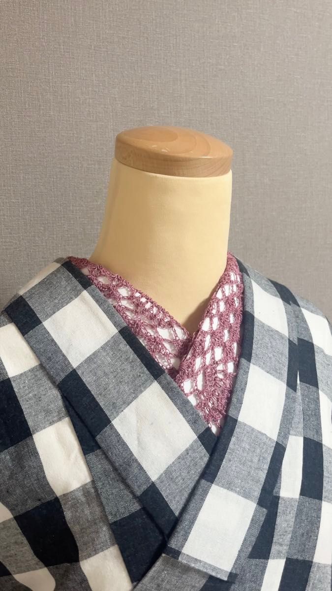 【新品】手編みレース半衿 〈ケイトウB 京むらさき〉
