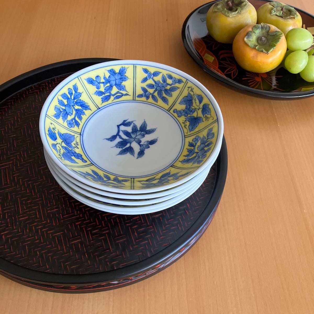 未使用】たち吉 橘吉 染付 黄地聖果 黄色 中鉢 中皿 5P|Yahoo 未使用】たち吉 橘吉 染付 黄地聖果 黄色 中鉢 中皿 5P|Yahoo