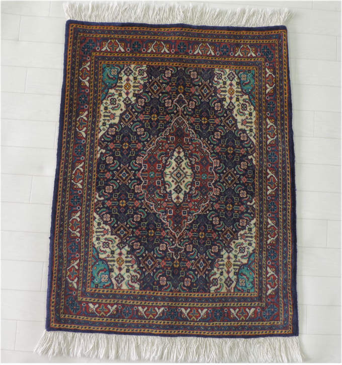 ペルシャ絨毯 カーペット ウール 手織り高級 ペルシャ絨毯の本場 イラン カシャン産 玄関マットサイズ 85cm×63cm【本物保証】