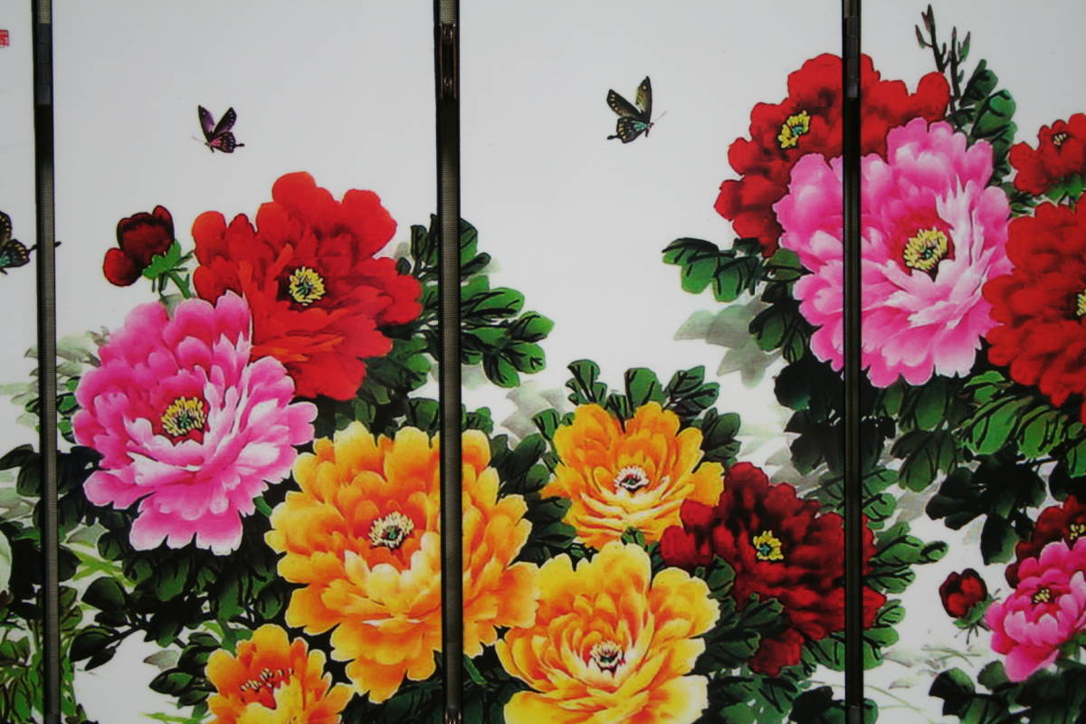 屏風 花開富貴 小屏風 六曲 24 0㎝×47 5㎝ E124|Yahoo!フリマ 屏風 花開富貴 小屏風 六曲 24 0㎝×47 5㎝ E124|Yahoo!フリマ