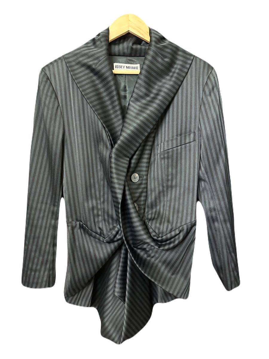 vintage issey miyake 変形テーラードジャケット ストライプ vintage issey miyake 変形テーラードジャケット ストライプ