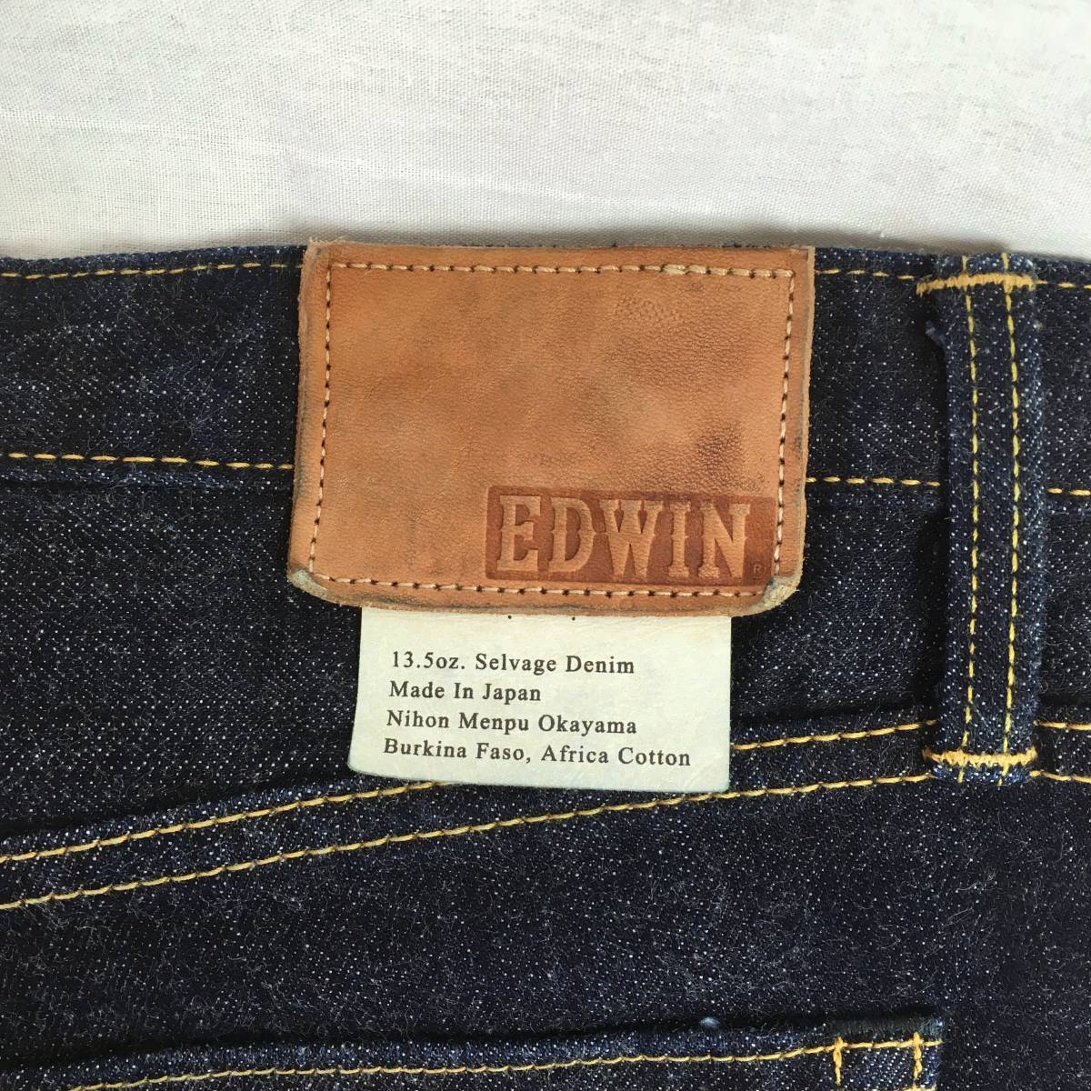 [ прекрасный товар ]EDWIN Edwin ED80 сделано в Японии W32 L34 тонкий конический 13.5oz Denim брюки джинсы Zip fly 