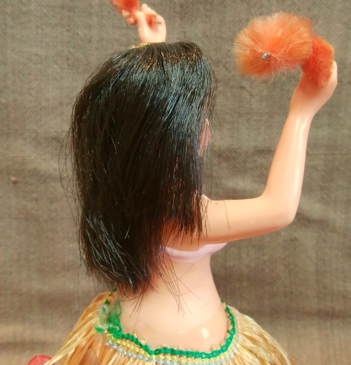  Showa Retro that time thing tokiwa Hawaiian center fla girl hula dance zen my fla doll .... operation verification settled total length approximately 16cm( most under from hand .)