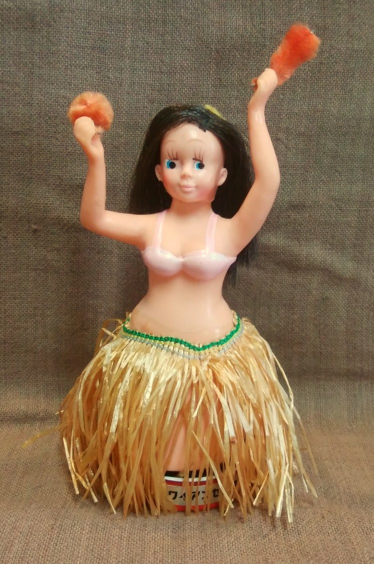  Showa Retro that time thing tokiwa Hawaiian center fla girl hula dance zen my fla doll .... operation verification settled total length approximately 16cm( most under from hand .)