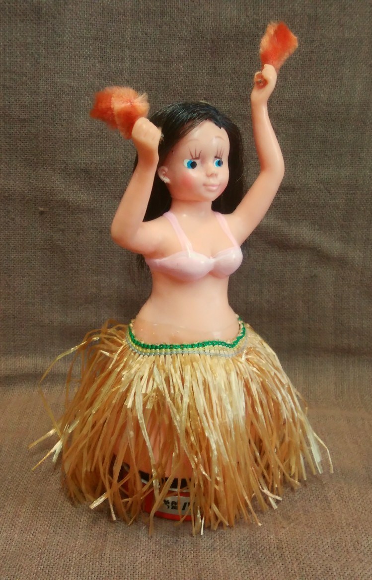  Showa Retro that time thing tokiwa Hawaiian center fla girl hula dance zen my fla doll .... operation verification settled total length approximately 16cm( most under from hand .)