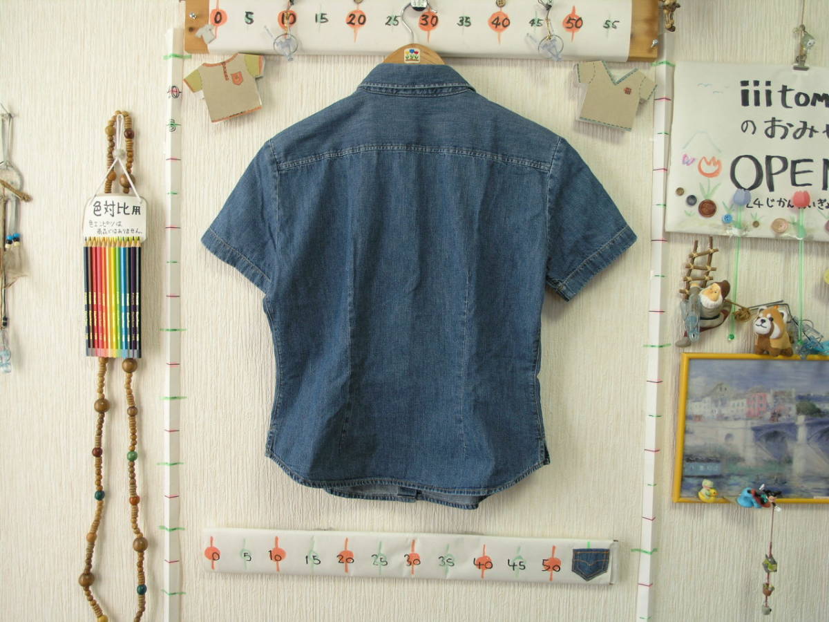 ! clothes 3278! lady's short sleeves Denim shirt UNITED COLORS OF BENETTON Italy made size S Used ~iiitomo~