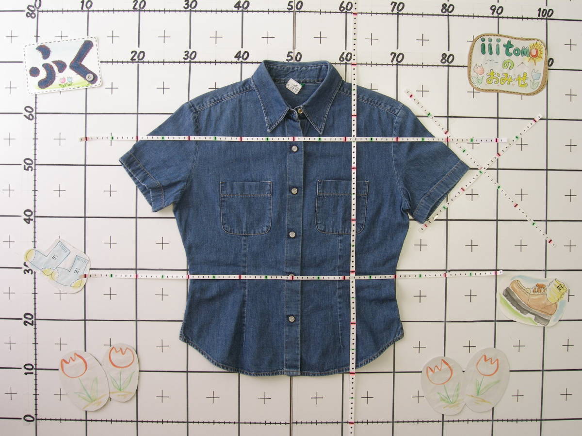 ! clothes 3278! lady's short sleeves Denim shirt UNITED COLORS OF BENETTON Italy made size S Used ~iiitomo~