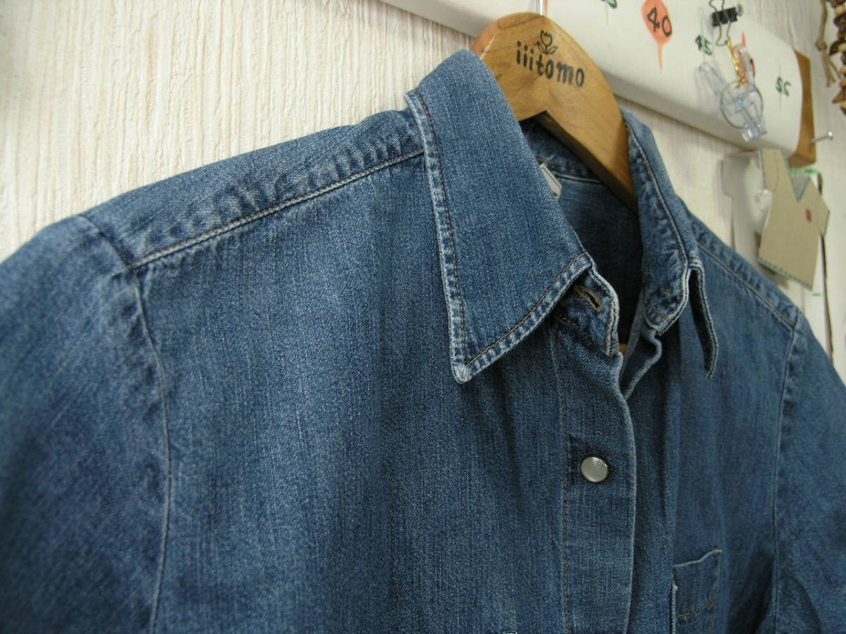 ! clothes 3278! lady's short sleeves Denim shirt UNITED COLORS OF BENETTON Italy made size S Used ~iiitomo~