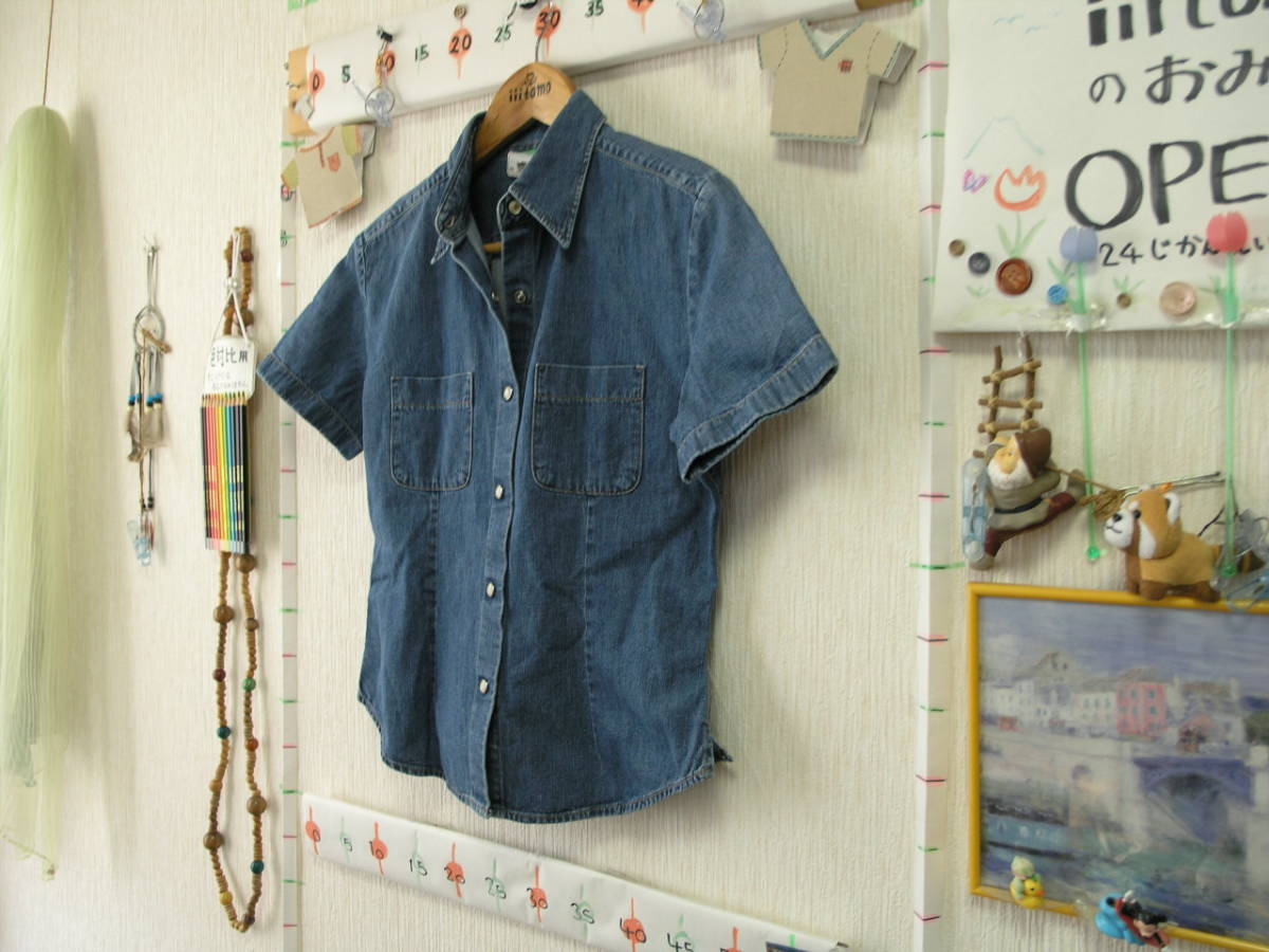 ! clothes 3278! lady's short sleeves Denim shirt UNITED COLORS OF BENETTON Italy made size S Used ~iiitomo~