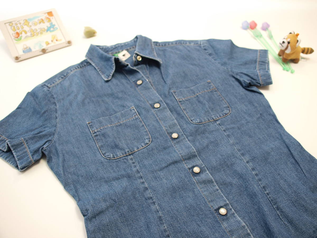 ! clothes 3278! lady's short sleeves Denim shirt UNITED COLORS OF BENETTON Italy made size S Used ~iiitomo~