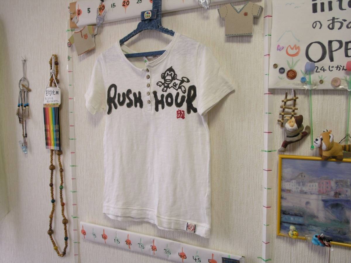 ! clothes 3367! lady's short sleeves Henley neckline T-shirt RUSH HOUR size М height 154-162 Used ~iiitomo~