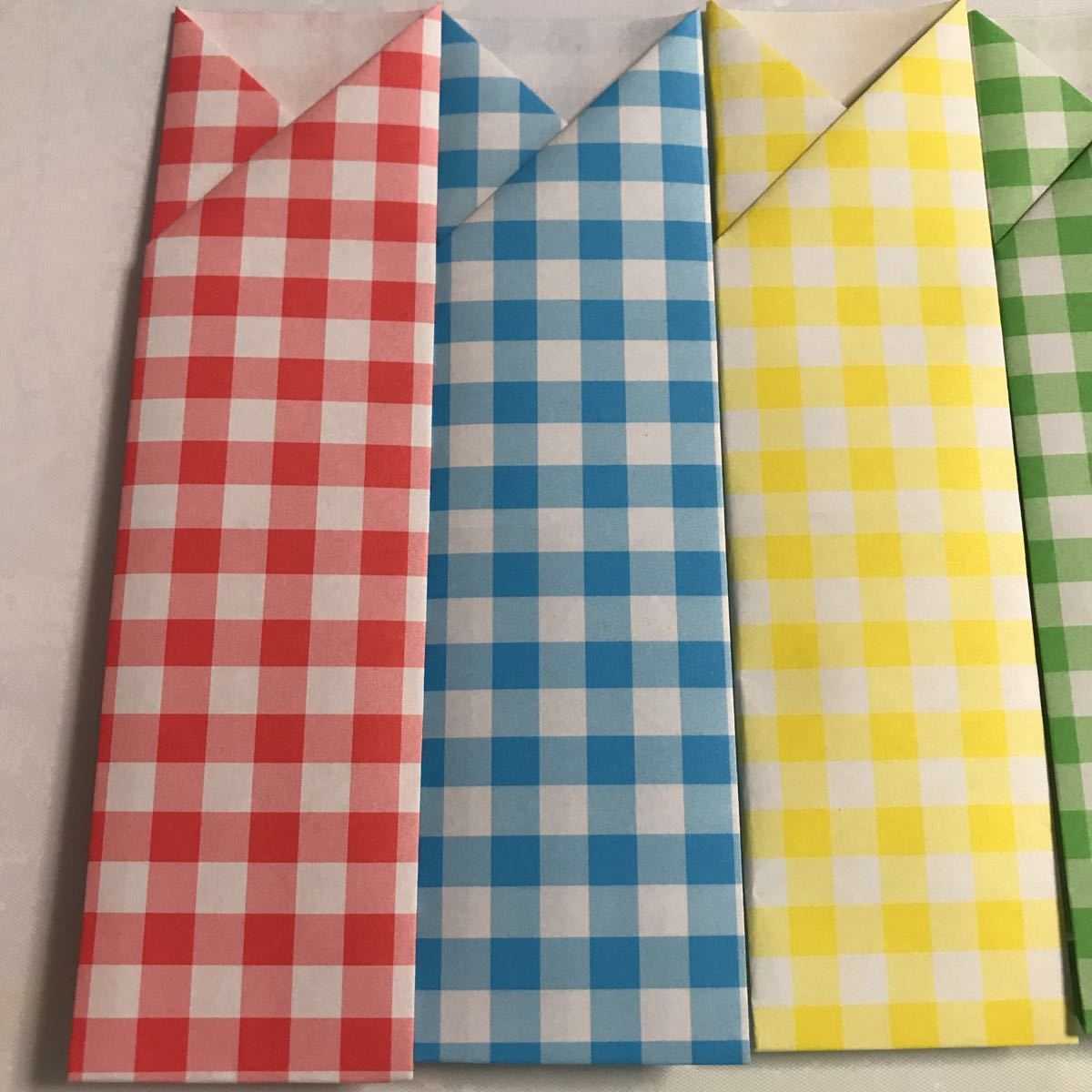 箸袋 箸入れ 折り紙 おもてなし 5個 オシャレ ハンドメイド ハンドクラフト 食卓彩り カラーチェック_画像2