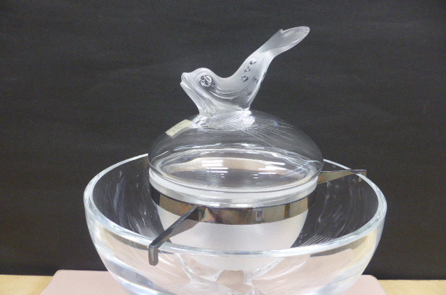 ★未使用品★ ラリック　クリスタル　Lalique　クリスタルガラス　イゴール　Igor　 キャビア ボウル 4ピース セット イルカ ドルフィン