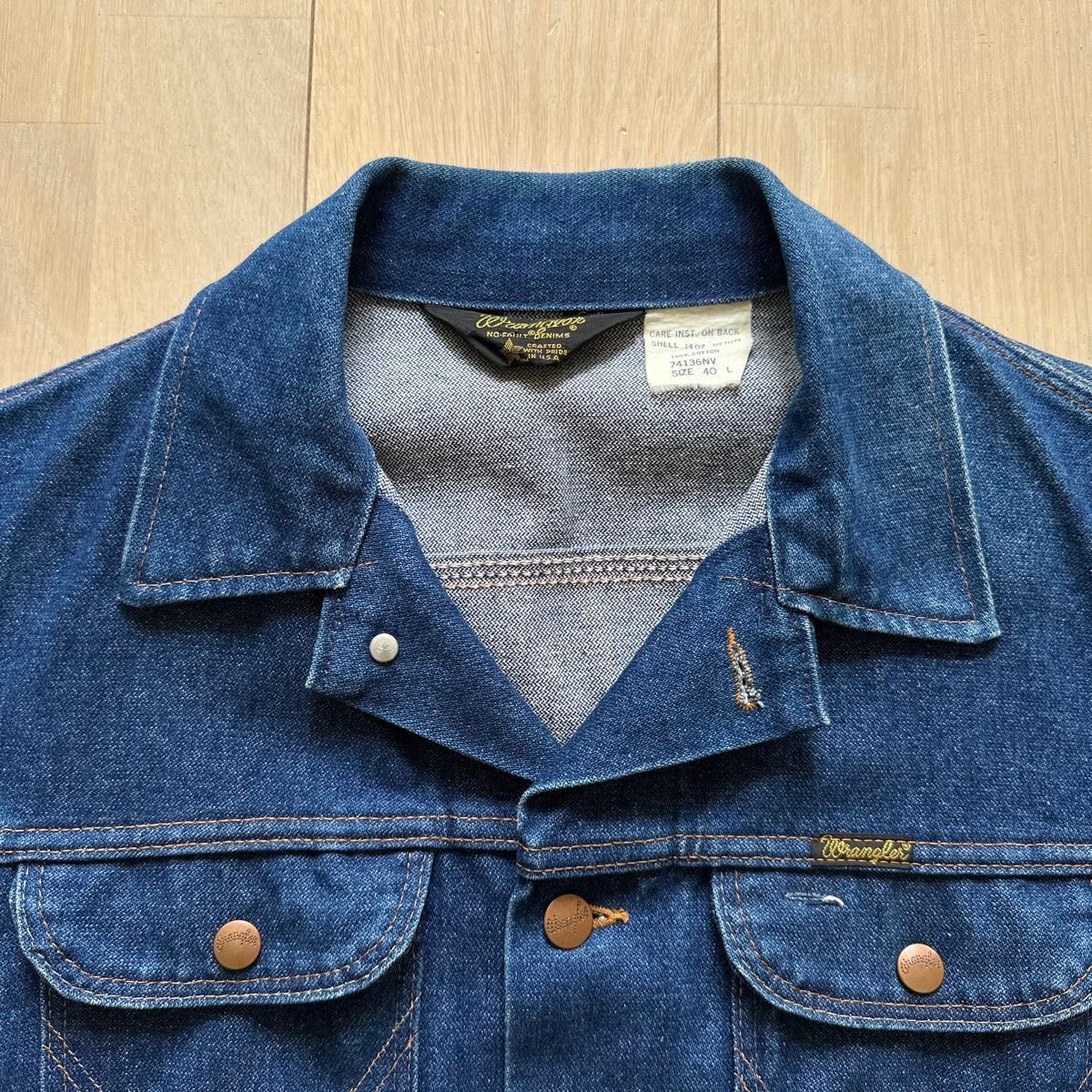 80s USA製 Wrangler 136 ロング丈 40 74136nv デニムジャケット 80s USA製 Wrangler 136 ロング丈 40 74136nv デニムジャケット