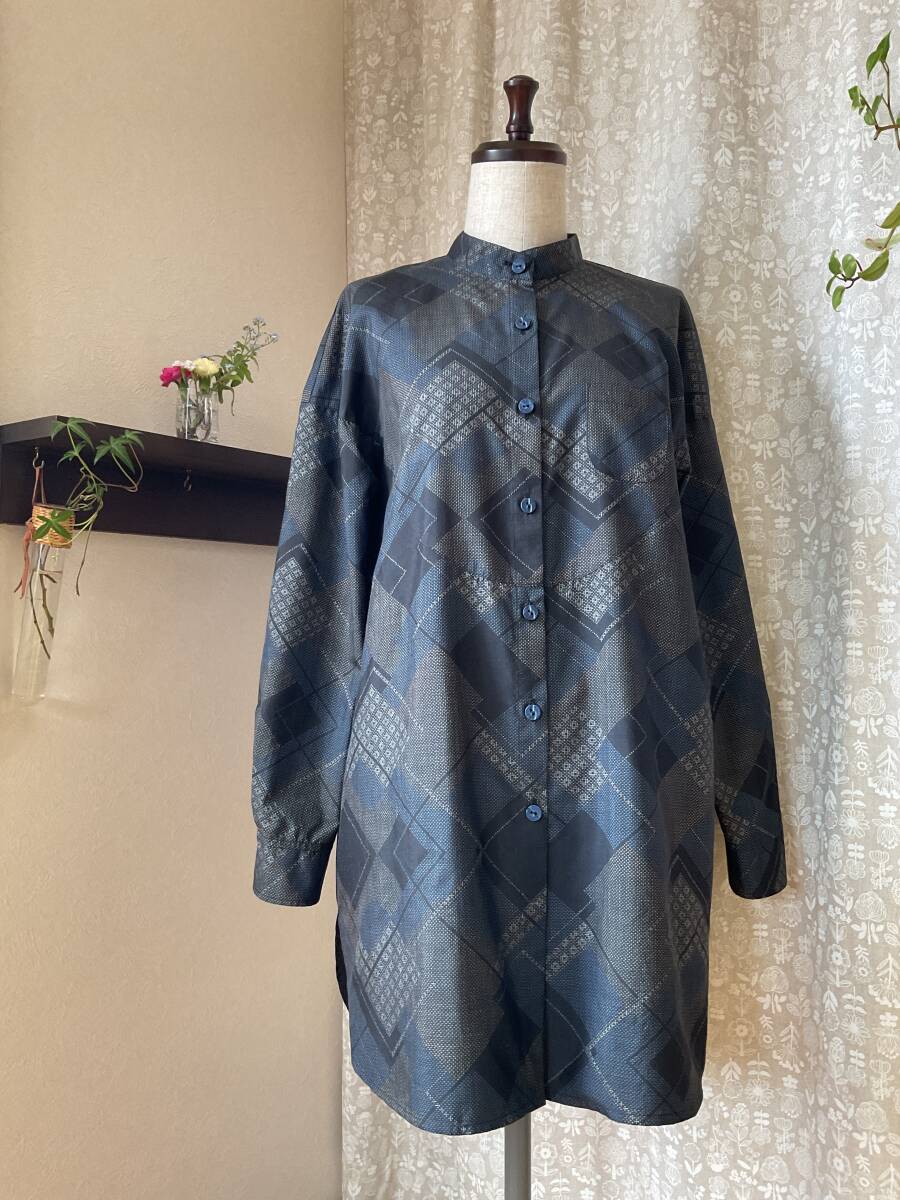 即決LL,2L,3L,4L大きいサイズ,80cm丈ストール襟,リネン混&黒絽 即決LL,2L,3L,4L大きいサイズ,80cm丈ストール襟,リネン混&黒絽