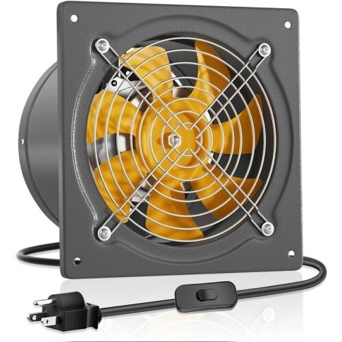 換気扇 250mm 金属製工業換気扇 業務用換気扇 大風量 強力 ON/OFFスイッチ付き ダクト用換気扇 排気専