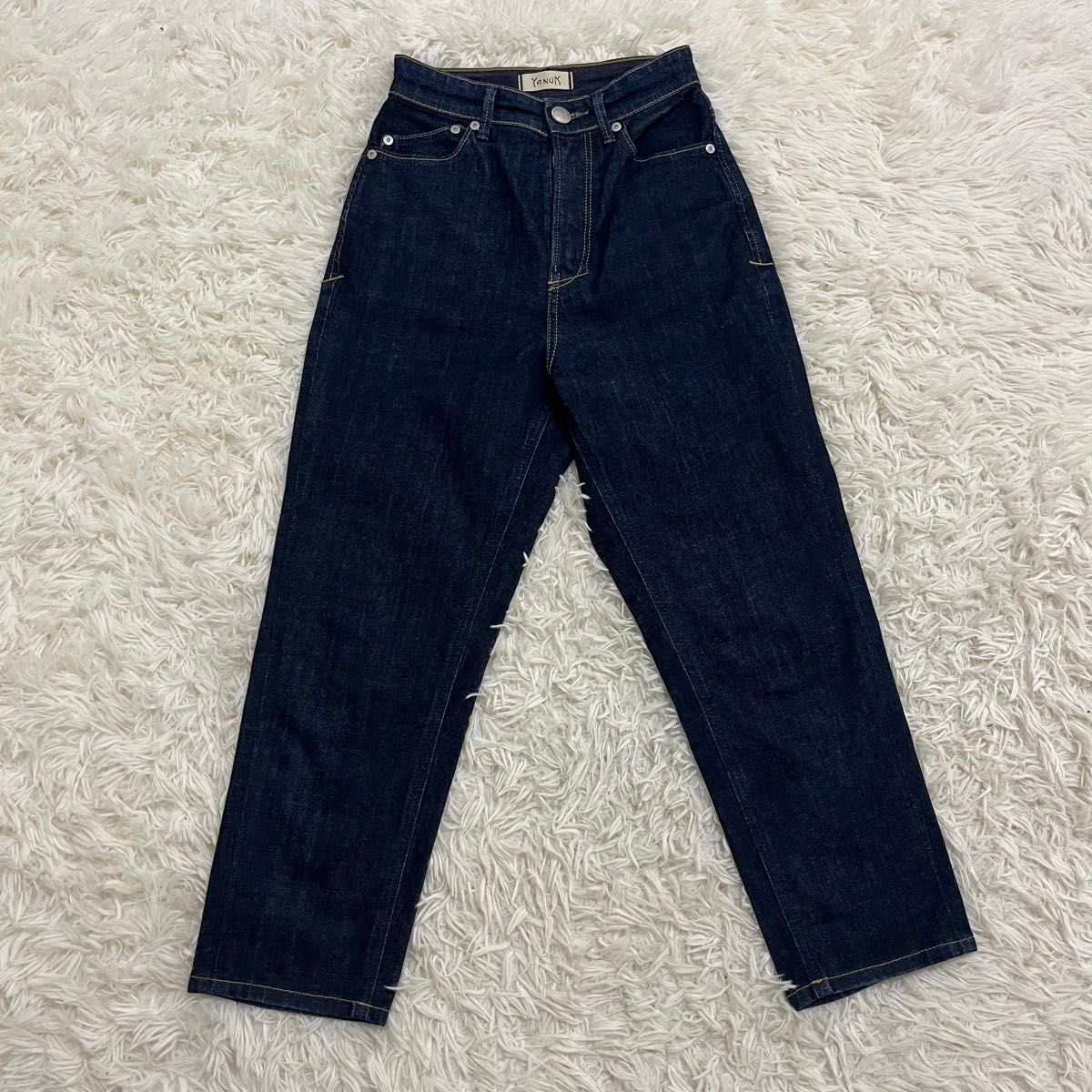 美品 ヤヌーク ANN アン ボーイズテーパード デニムパンツ 23 美品 ヤヌーク ANN アン ボーイズテーパード デニムパンツ 23