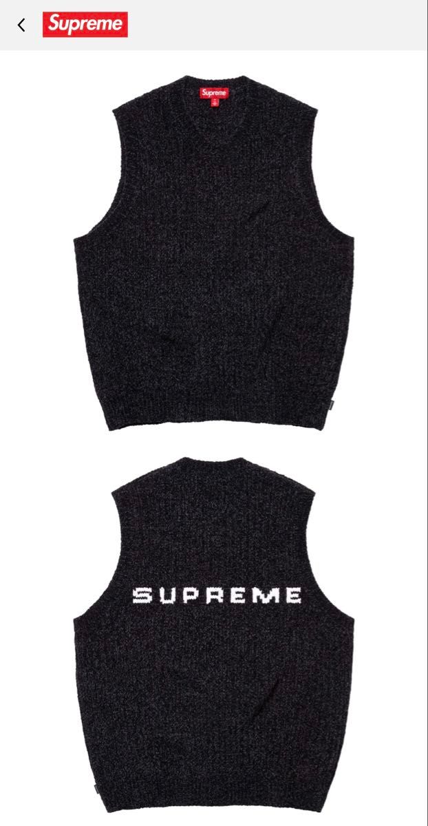 Chenille Sweater Vest supreme シュプリーム ブラック sizeL Chenille Sweater Vest supreme シュプリーム ブラック sizeL