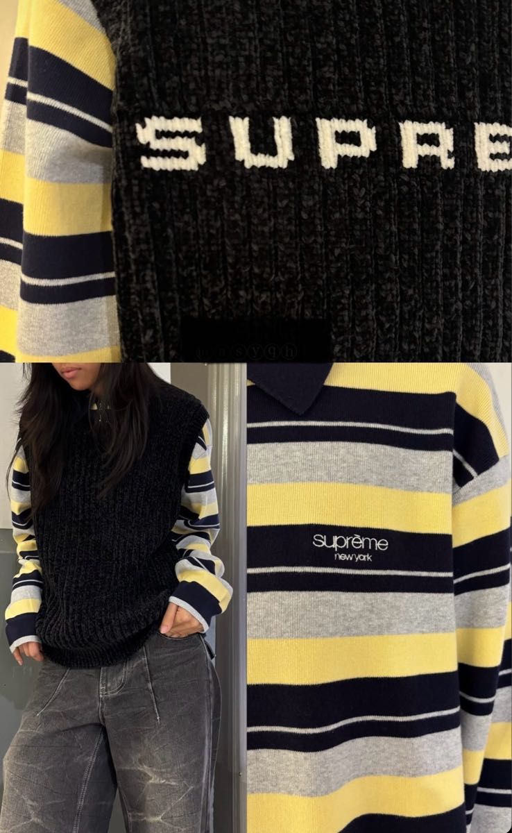 Chenille Sweater Vest supreme シュプリーム ブラック sizeL Chenille Sweater Vest supreme シュプリーム ブラック sizeL