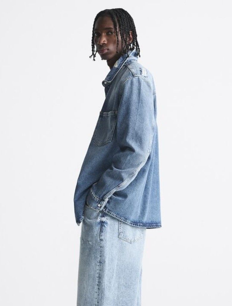 ザラ デニムシャツ ジャケット ダメージ加工 XLサイズ ZARA ザラ デニムシャツ ジャケット ダメージ加工 XLサイズ ZARA
