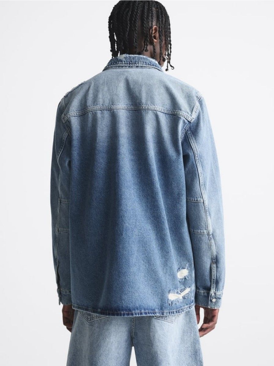 ザラ デニムシャツ ジャケット ダメージ加工 XLサイズ ZARA ザラ デニムシャツ ジャケット ダメージ加工 XLサイズ ZARA