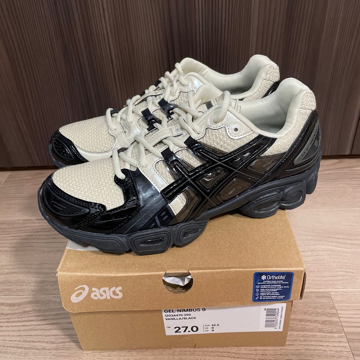 定価以下 新品 asics GEL-NIMBUS9 27cm Vanilla/Black 定価20900 定価以下 新品 asics GEL-NIMBUS9 27cm Vanilla/Black 定価20900