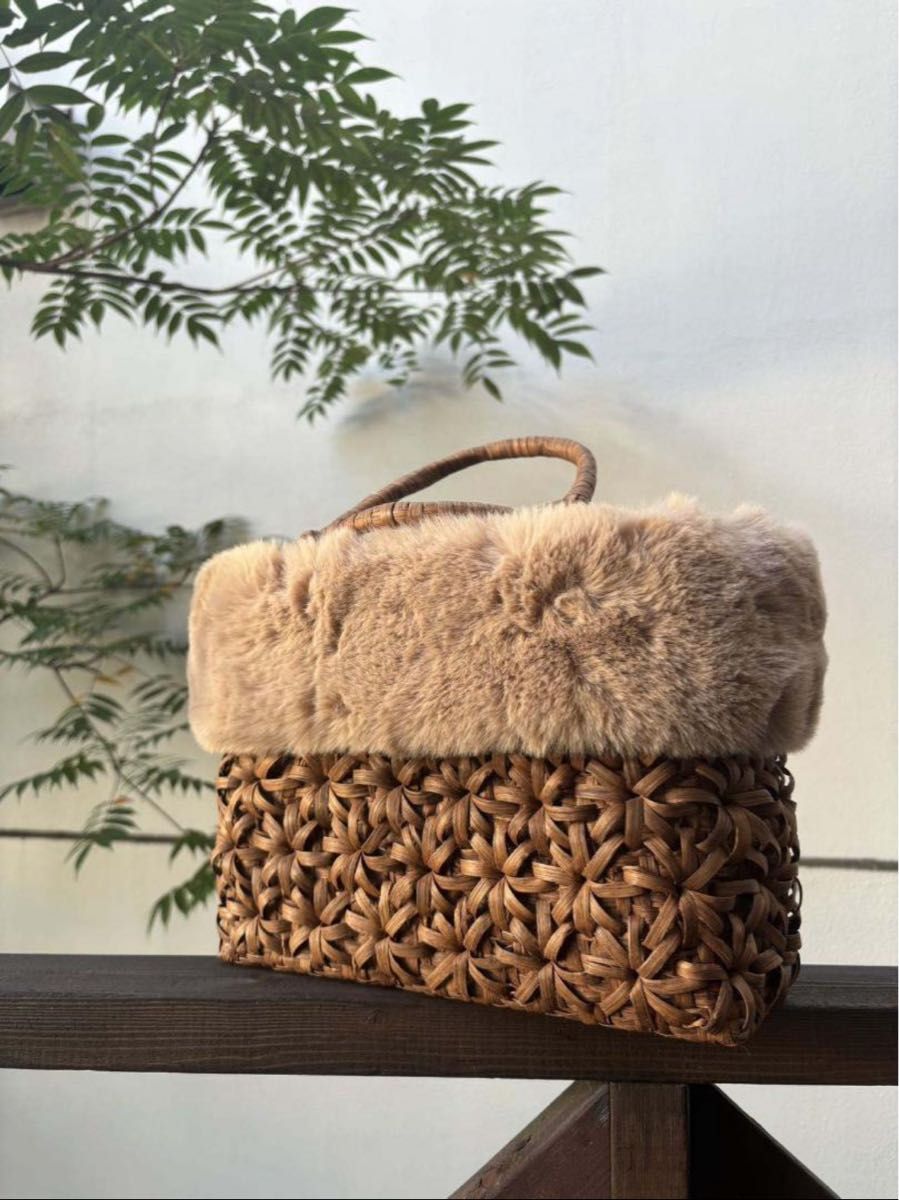 秋冬】山葡萄かごバッグ 手作り 立体花 内布あり 和服バッグ 秋冬】山葡萄かごバッグ 手作り 立体花 内布あり 和服バッグ