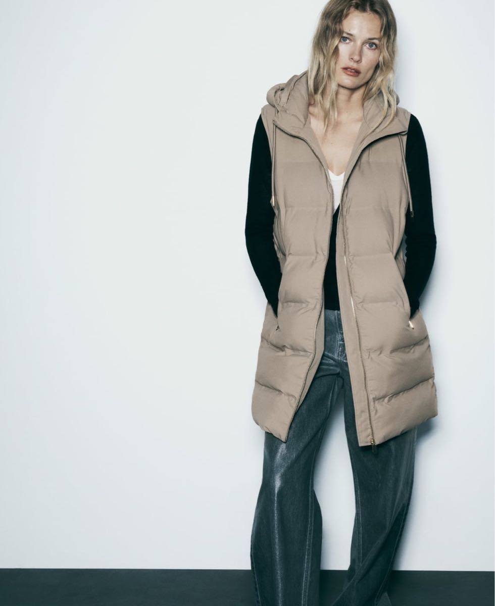 ZARA ウォーターレペント パフ ベスト ロング ダウンベスト ZARA ウォーターレペント パフ ベスト ロング ダウンベスト