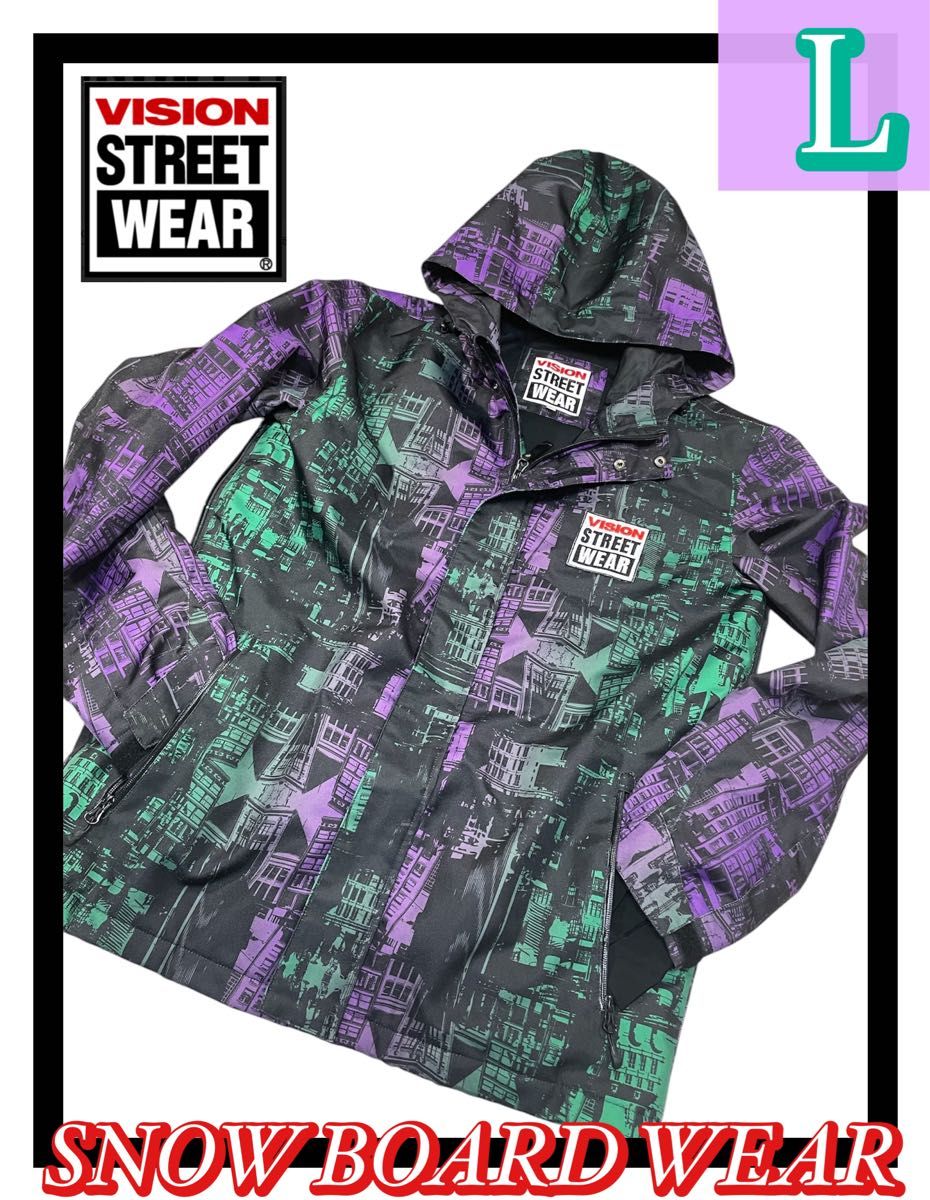 VISION STREETWEAR スノーボードウェア ジャケット 夜景柄 L VISION STREETWEAR スノーボードウェア ジャケット 夜景柄 L