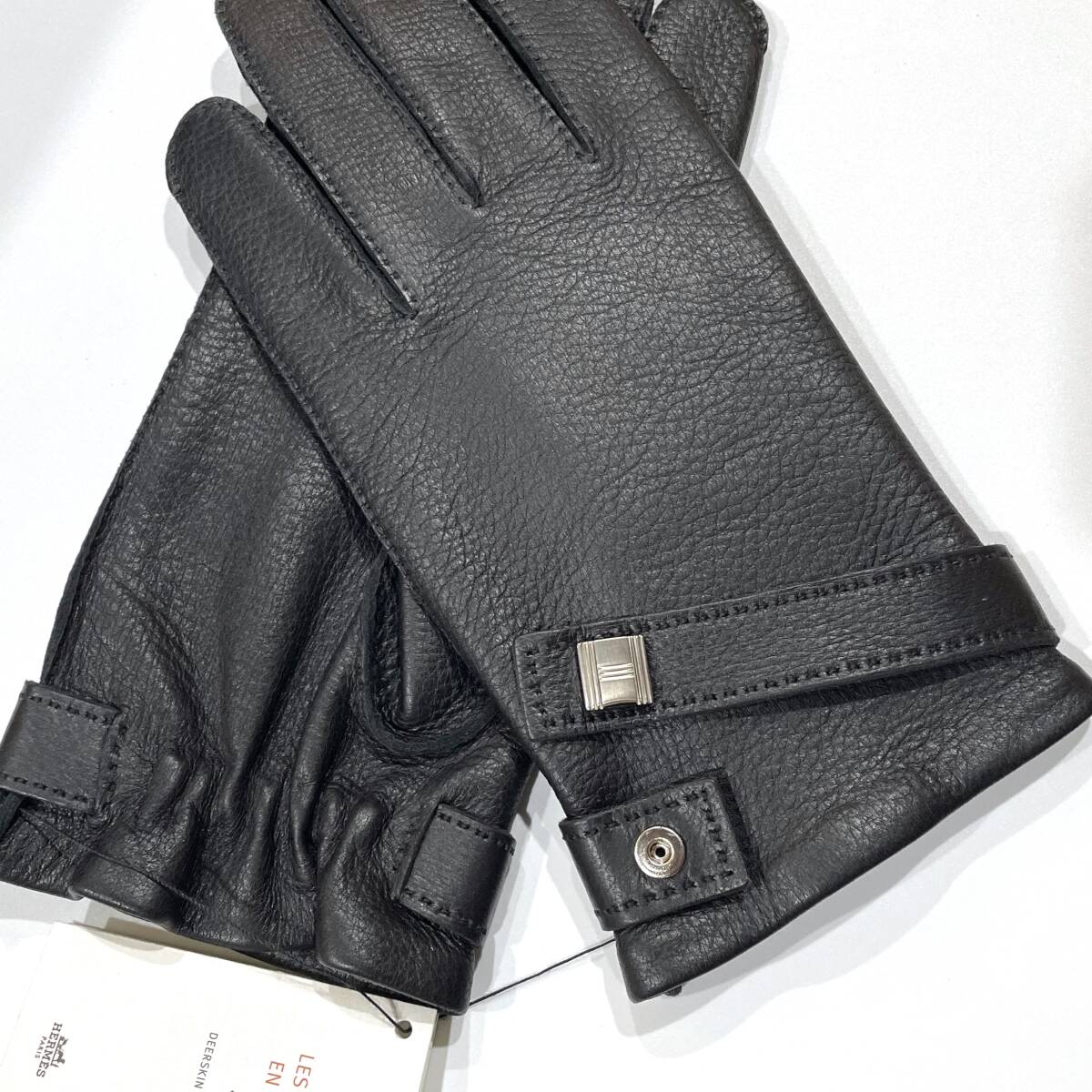エルメス ディアスキン Hステッチ手袋 黒 未使用】HERMES エルメス グローブ 手袋 レザー ディアスキン 黒