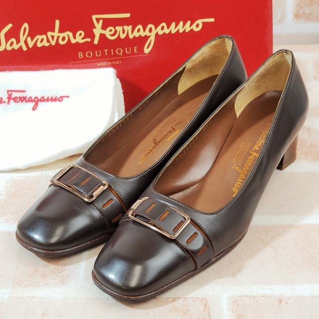 美品 フェラガモ Ferragamo ヴァラ エスパドリーユシューズ靴パンプス-