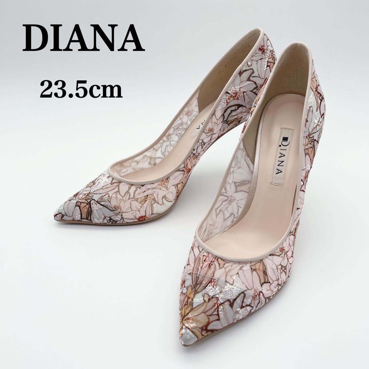 極美品】DIANA ダイアナ パンプス 絵画シリーズ ミュシャ 花柄 極美品】DIANA ダイアナ パンプス 絵画シリーズ ミュシャ 花柄