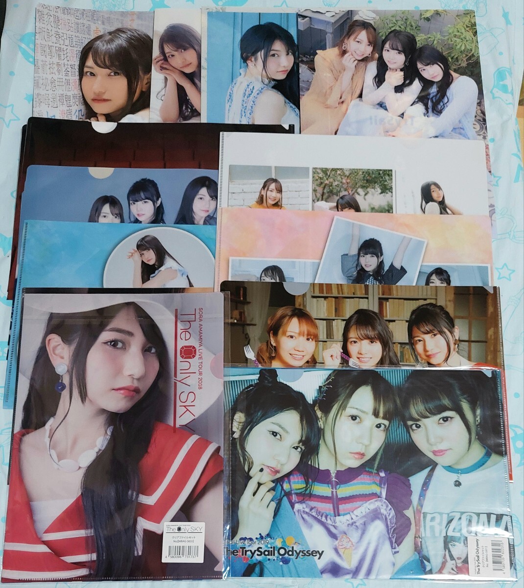 新素材新作 TrySail 予約特典 クリアファイル 麻倉もも 雨宮天 夏川椎菜 コレクションカード