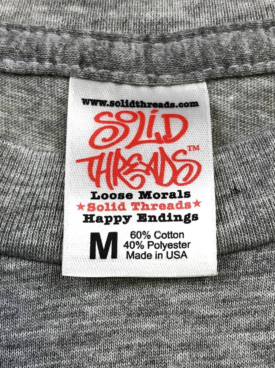 SOLID THREADS　Reading DRIVES ME WILD 丸首Tシャツ　USA製　M　グレー　ソリッドスレッズ_画像5