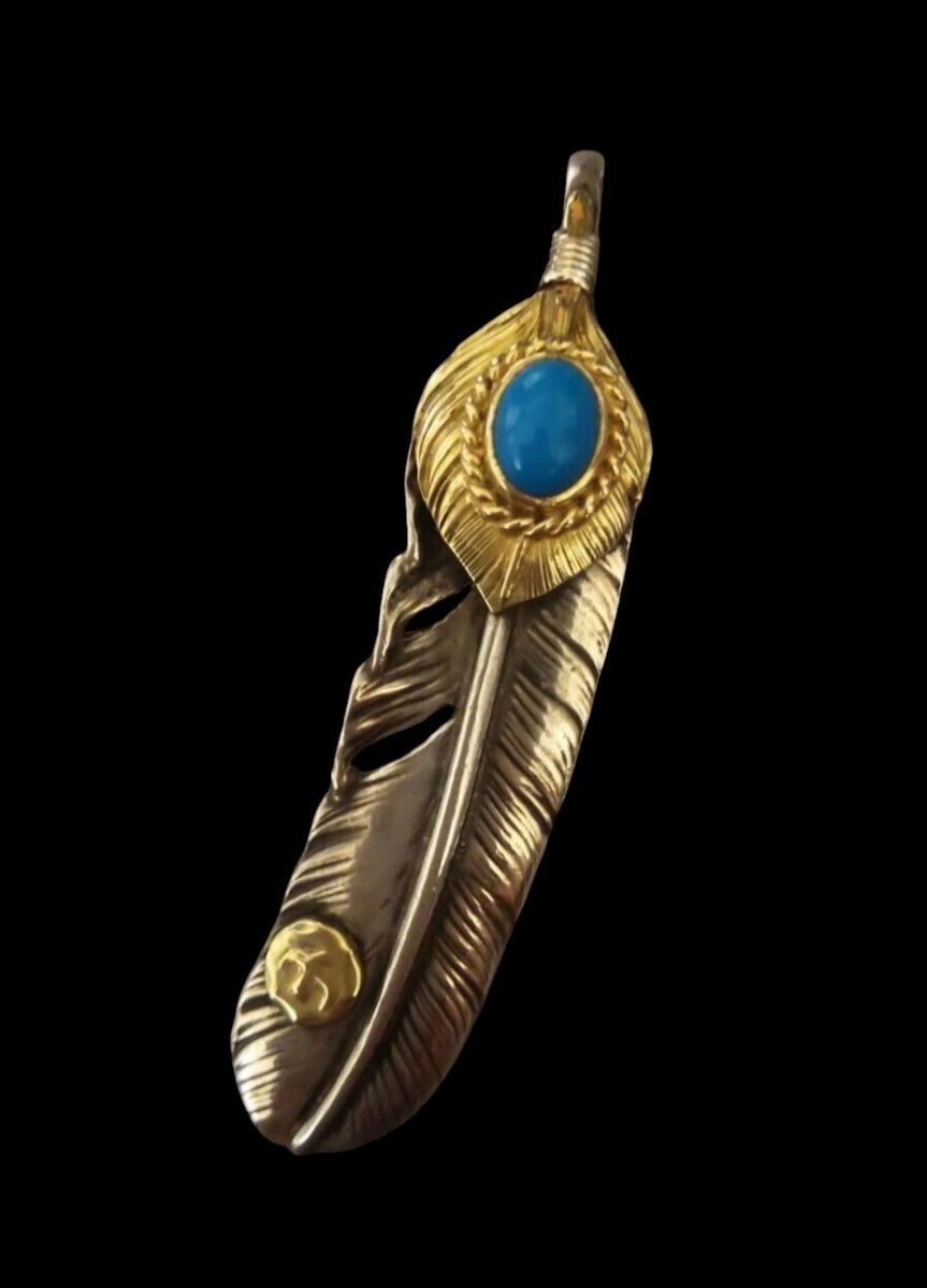 goro's 金爪付先金+上金金縄TQ付先金特大フェザー+細角チェーンセット ゴローズ goro's 上金金縄TQ付き特大フェザー ネイティブ
