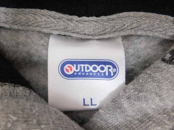 〈レターパック発送〉OUTDOOR PRODUCTS アウトドア メンズ 総ロゴ 裏起毛 プルオーバーパーカー 大きいサイズ LL グレー黒ピンク_画像2